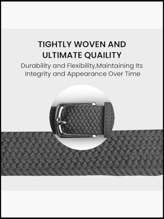 Stretch Woven Polyester-Blend Fabric Belt for Sports Hiking Golf